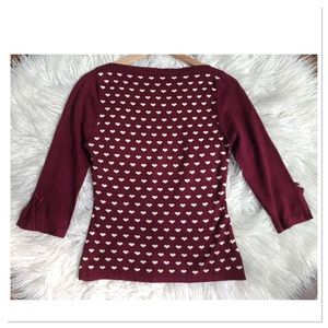 Dancing Days By Banned Knit Heart Sweater Maroon Cream Size Small